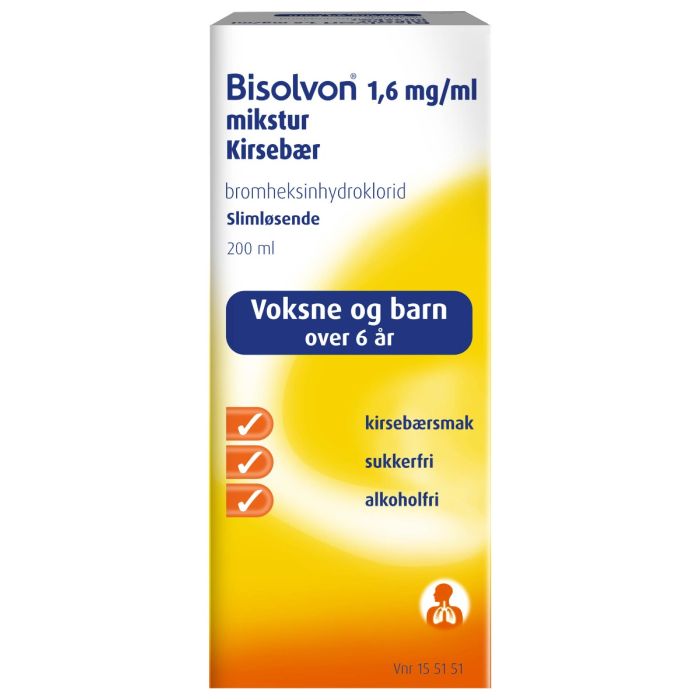 Bisolvon mikst 1,6mg/ml kirsebær 200 ml