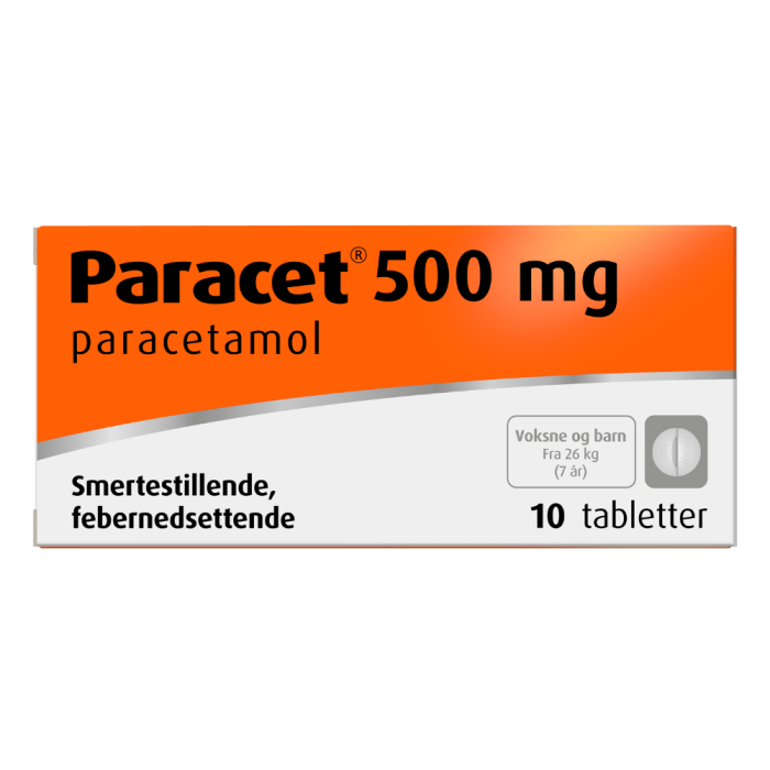 Paracet tabeletter 500mg, 10 stk.