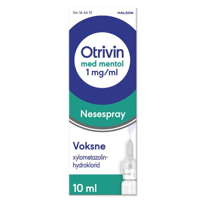 Otrivin nesespray mentol 1 mg/ml 10 ml