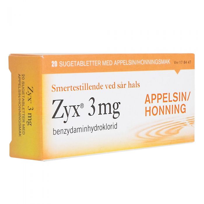 Zyx sugetabletter appelsin/honning 3 mg 20 stk