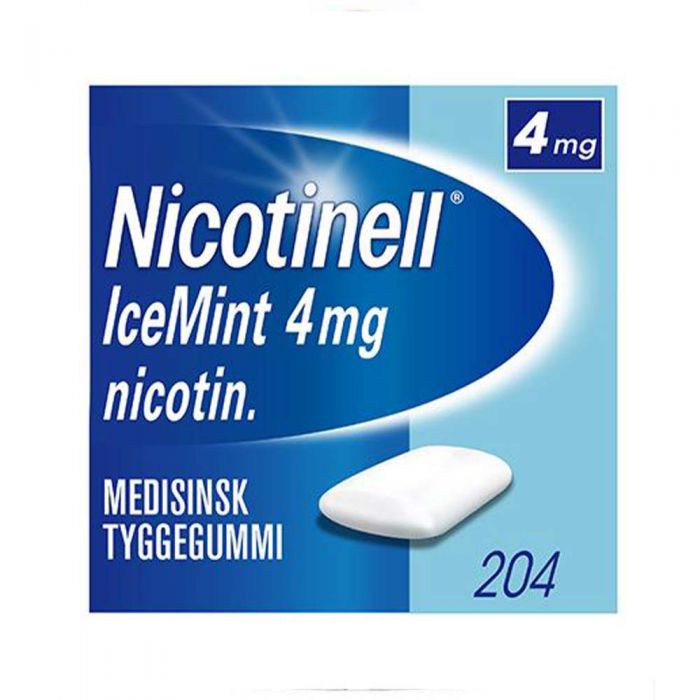 Nicotinell 4mg tyggis for røykeslutt Icemint 204 stk