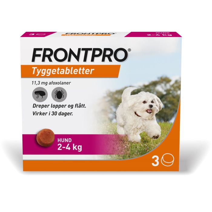 Frontpro flått tyggetablett til hund 2-4kg 11,3mg, 3 stk