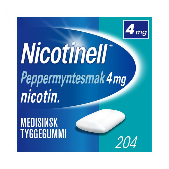 Nicotinell 4mg tyggis for røykeslutt Peppermyntesmak 204 stk