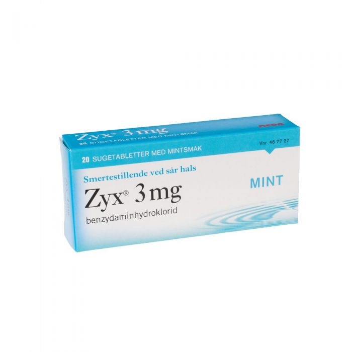 Zyx sugetablett for sår hals med mintsmak