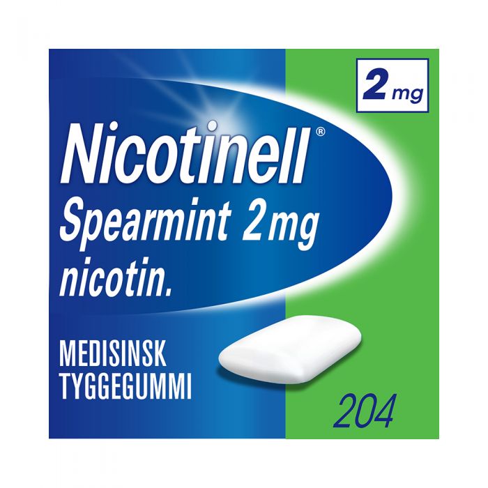 Nicotinell 2mg tyggis for røykeslutt Spearmint  204 stk