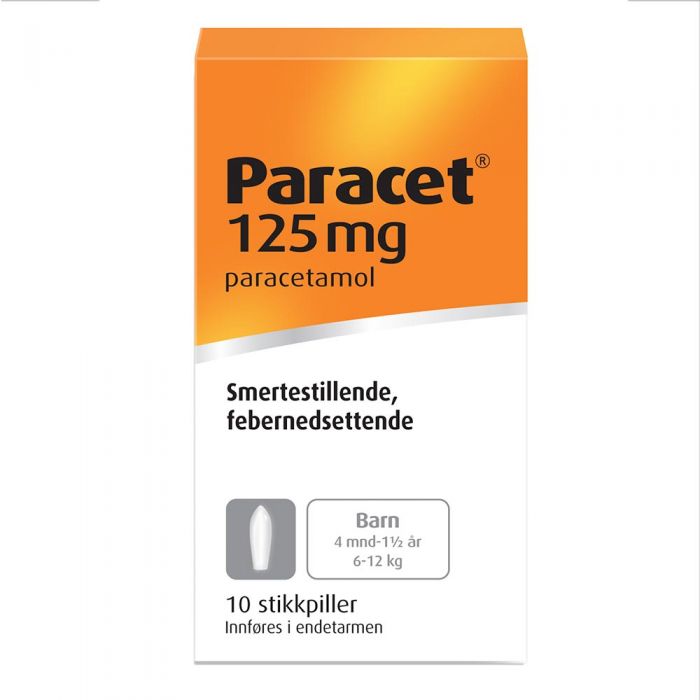 Paracet stikkpiller 125mg 10 stk
