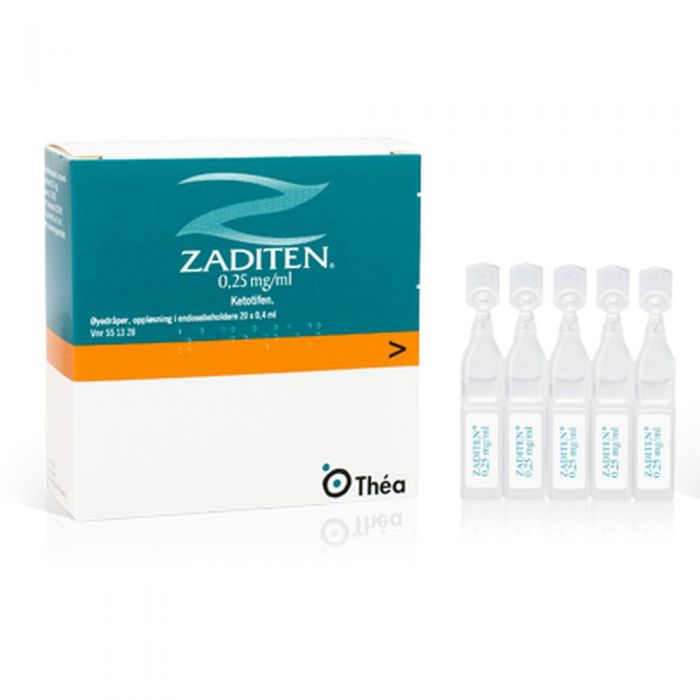 Zaditen øyedråper 0,25 mg/ml stk 20 x 0,4 ml