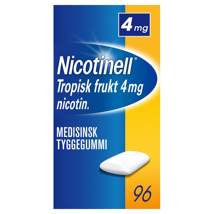 Nicotinell 4mg tyggis for røykeslutt Tropisk frukt 96 stk