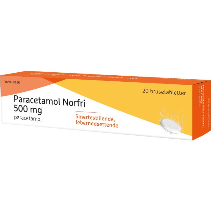 Paracetamol Norfri 500mg brusetabletter 20stk