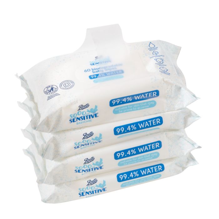 Boots Baby Soo Sensitive Water Wipes 4 x 60 Pack