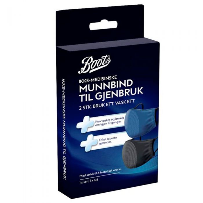 Boots vaskbare munnbind til gjenbruk.