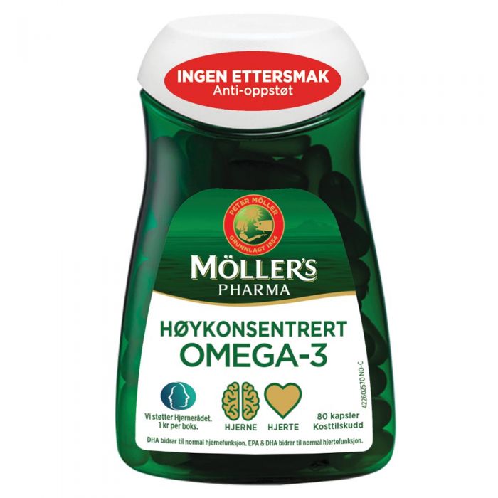 Möller's Pharma Anti-oppstøt Høykonsentrert Omega-3 kapsler 80 stk