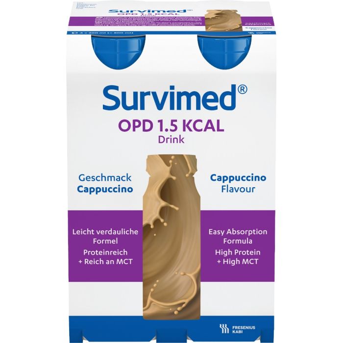 Survimed OPD 1,5 KCAL Drink Næringsdrikk Cappuccino 4x200ml