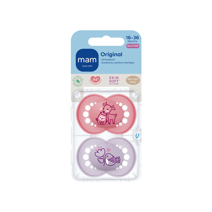 MAM Original 16-36m Silk 2p Box Pink