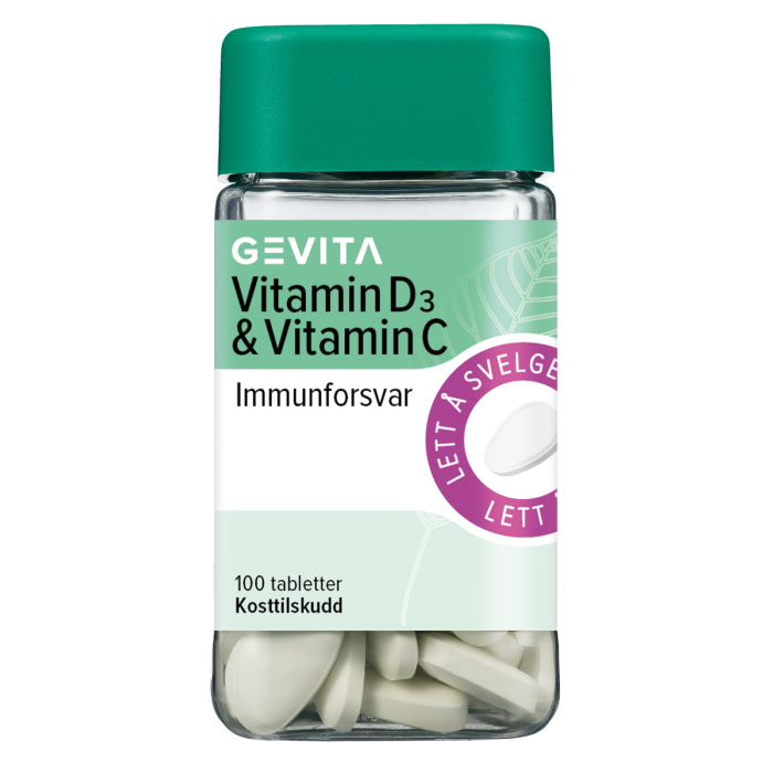 Gevita Vitamin D3 & C tab 20mcg/500mg tabletter 100 stk
