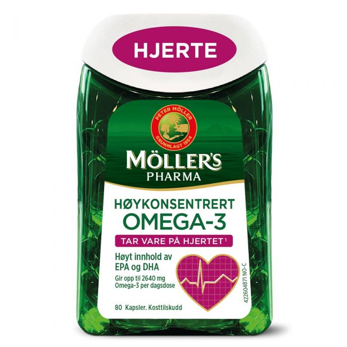 Möller's Pharma Hjerte Høykonsentrert Omega-3 kapsler 80 stk