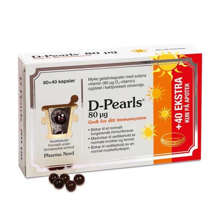 D-Pearls 80µg kapsler 80+40 stk