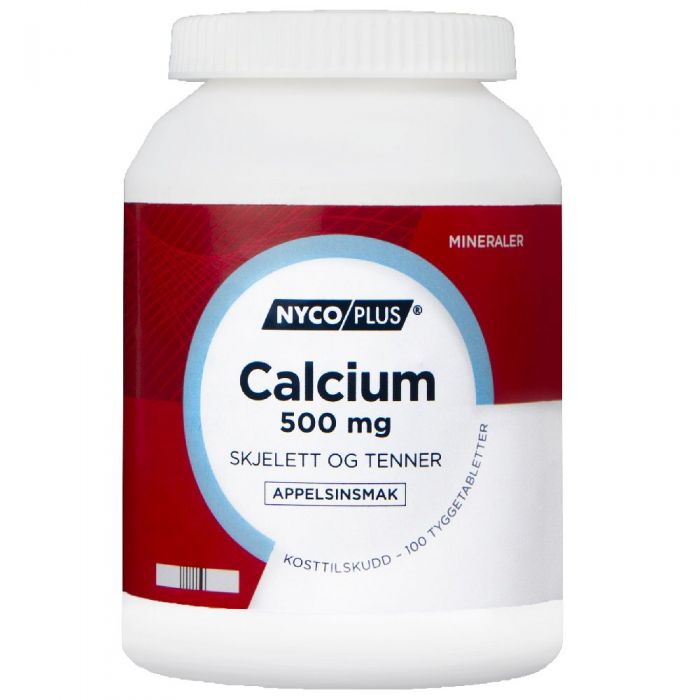 Nycoplus Calcium 500mg tyggetabletter med appelsinsmak 100 stk