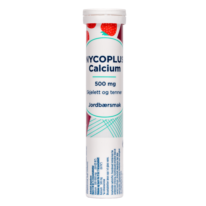 Nycoplus Calcium 500mg brusetabletter med jordbærsmak 20 stk