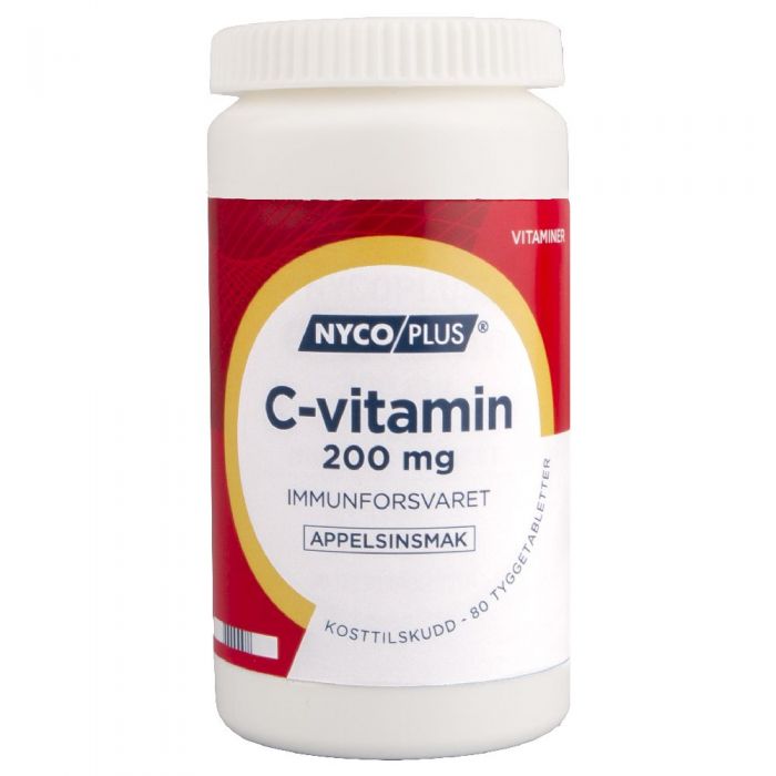 Nycoplus C-vitamin 200mg tyggetabletter med appelsinsmak 80 stk