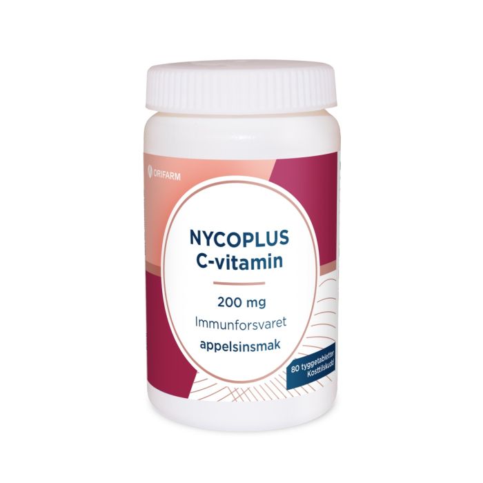 Nycoplus C-vitamin 200mg tyggetabletter med appelsinsmak 80 stk