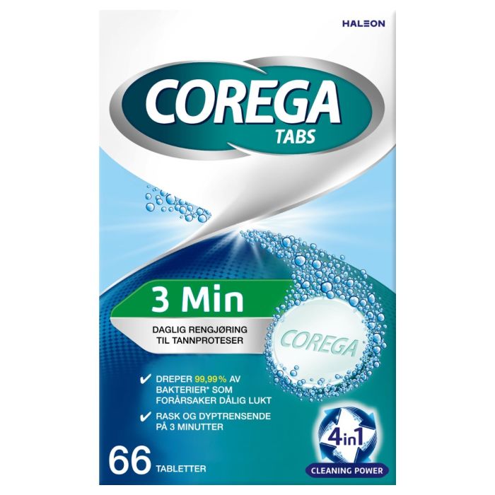 Corega tabletters 3min rensetabletter 66 stk
