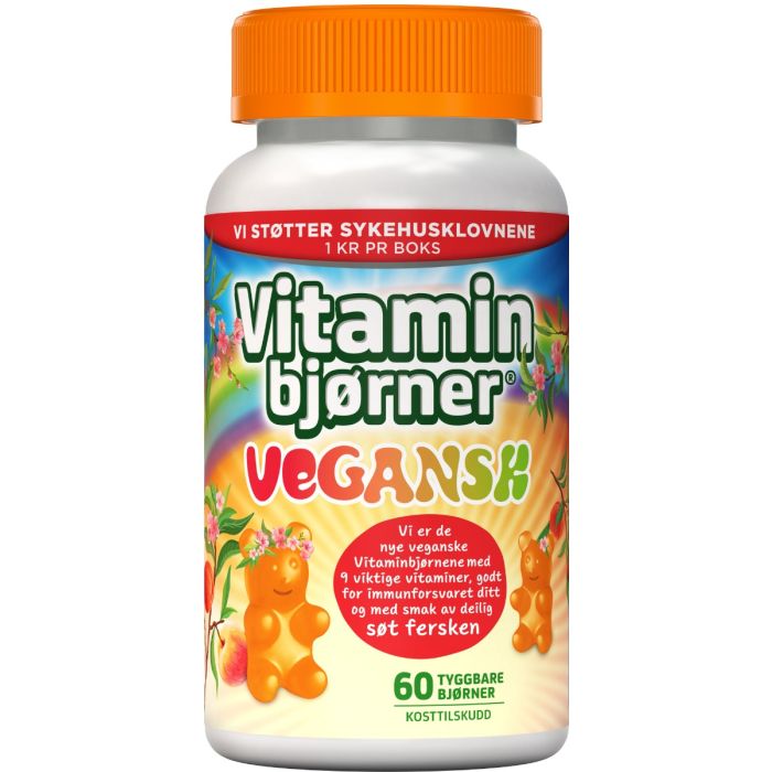 Vitaminbjørner Vegansk med ferskensmak 60 stk