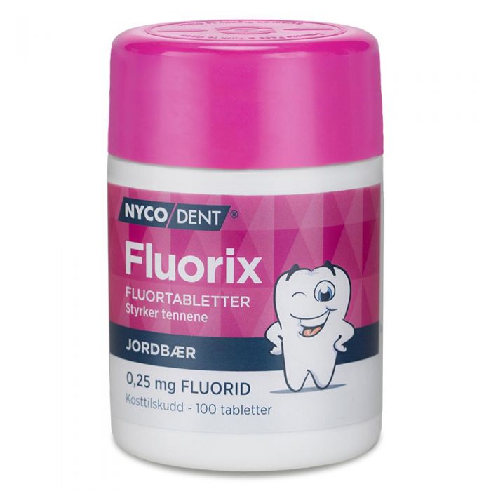 Nycodent Fluorix 0,25 mg Jordbær 100 stk