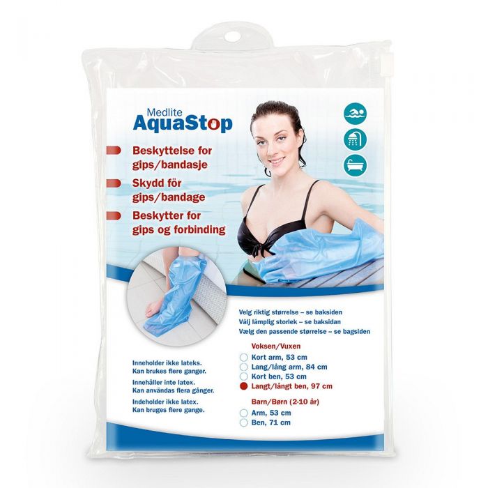 Aquastop dusjbeskyttelse til voksen ben lang