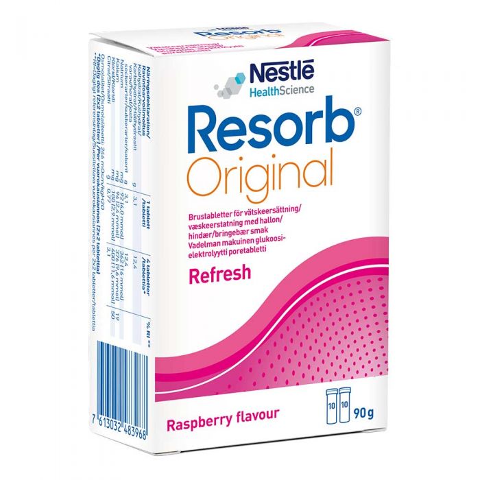 Resorb Original brusetabletter bringebærsmak 2X10 stk