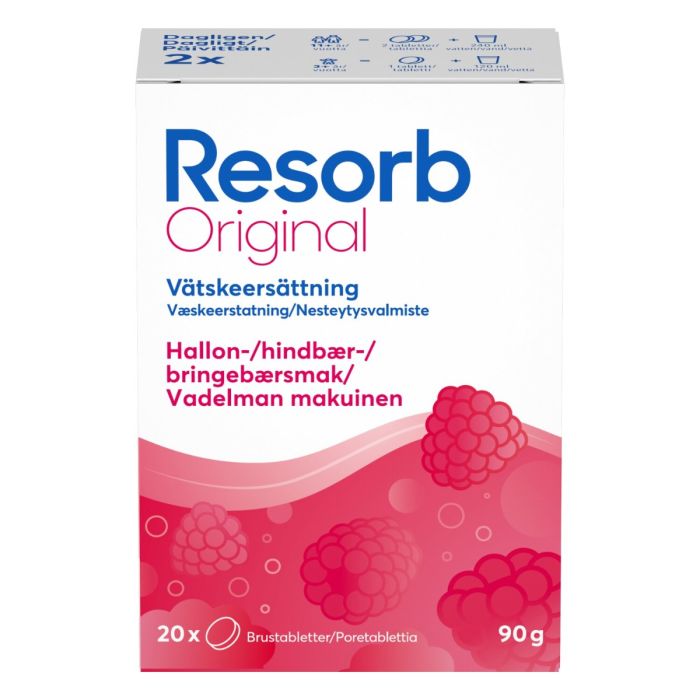 Resorb Original brusetabletter bringebærsmak 2X10 stk