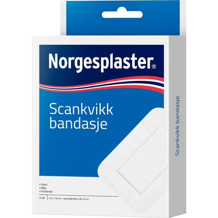 NP Scankvikk Bandasje sterile, hvit, 5,4x7,6cm