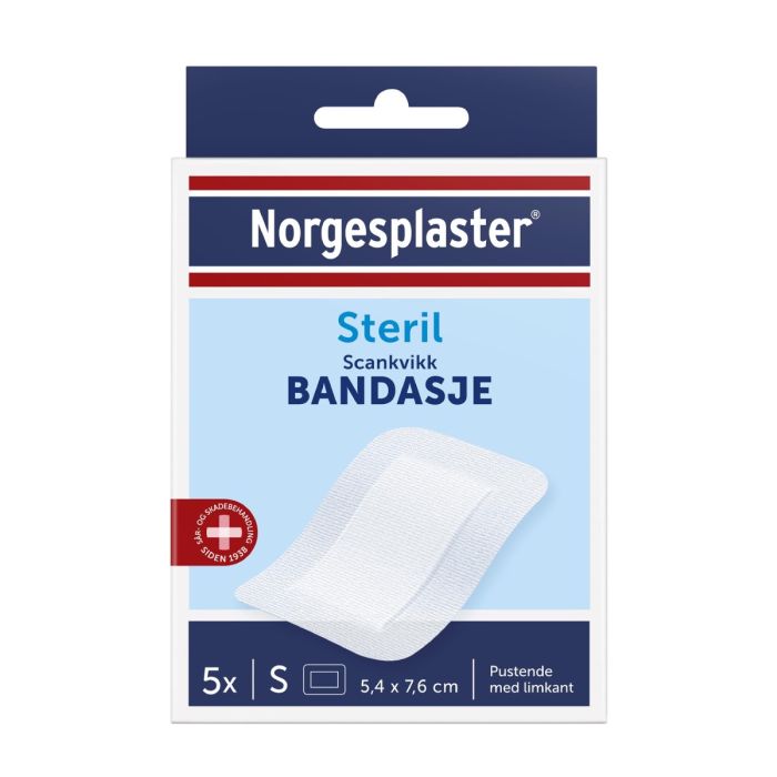 NP Scankvikk Bandasje sterile, hvit, 5,4x7,6cm
