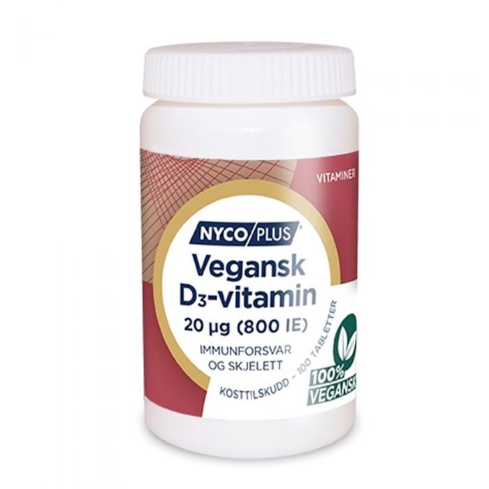 Nycoplus Vegansk D3-vitamin 20µg tabletter 100 stk