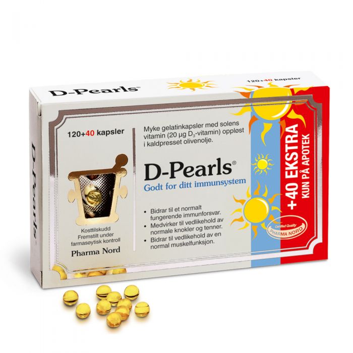 D-Pearls Kaps 20 µg tabletter 120+40 stk