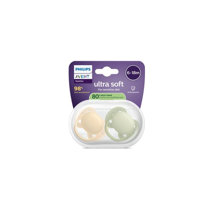Philips Avent Ultra Soft 6-18 måneder Gul/Grønn, 2 stk