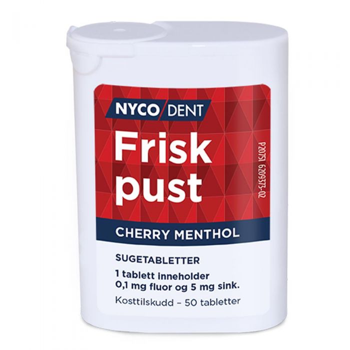 Nycodent Frisk Pust Cherry Menthol 0,1 mg NaF 5 mg Sink 50stk