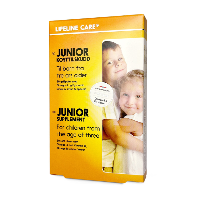 Lifeline Care Junior Kosttilskudd geleputer med sitron- og appelsinsmak 30 stk