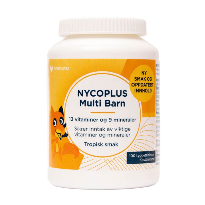 Nycoplus Multi Barn tyggetabletter med tutti frutti smak 100 stk