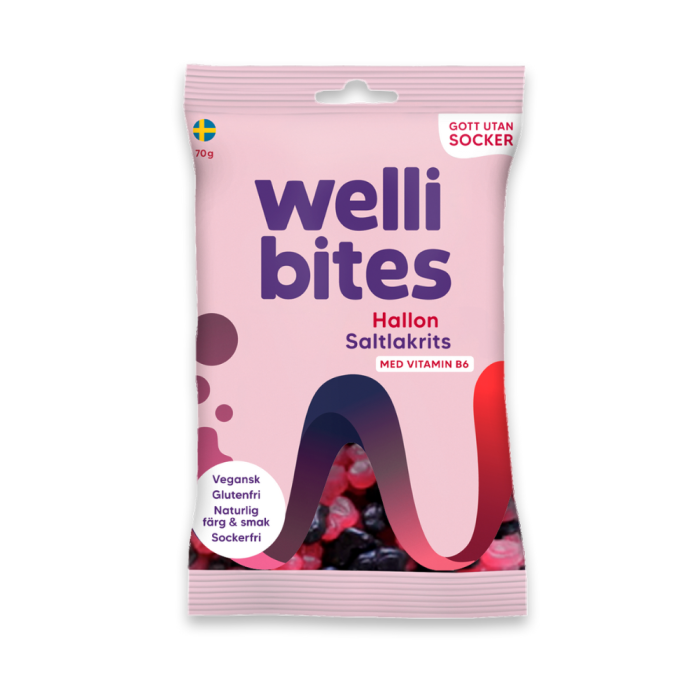 Wellibites Bringebær & salt lakris 70 g