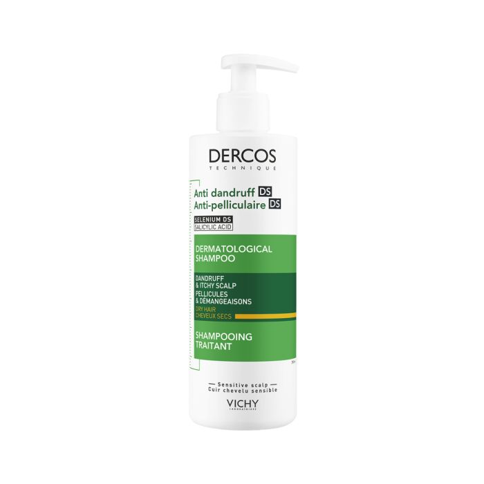 Vichy dercos sjampo flass/tørt 390ml
