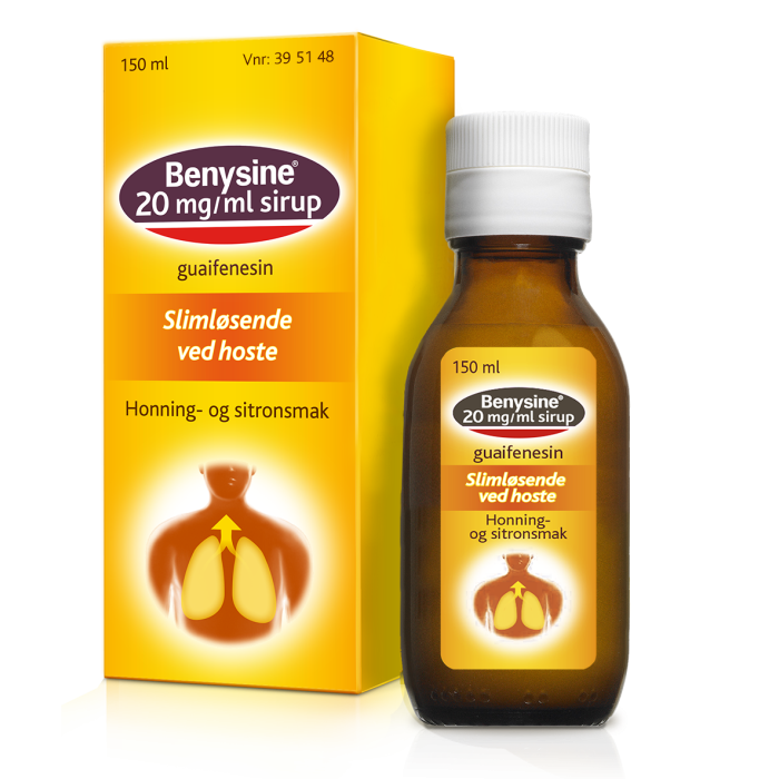 Benysine 20 mg/ml sirup med honning- og sitronsmak 150 ml