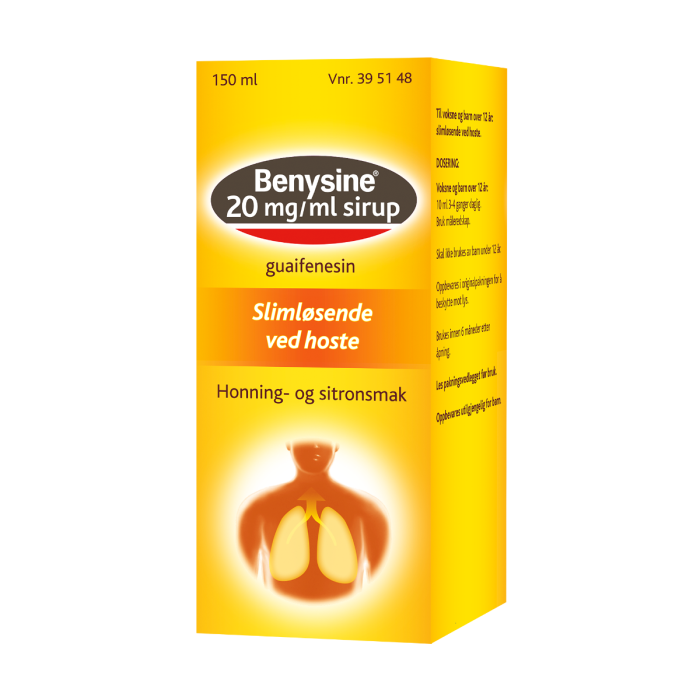 Benysine 20 mg/ml sirup med honning- og sitronsmak 150 ml