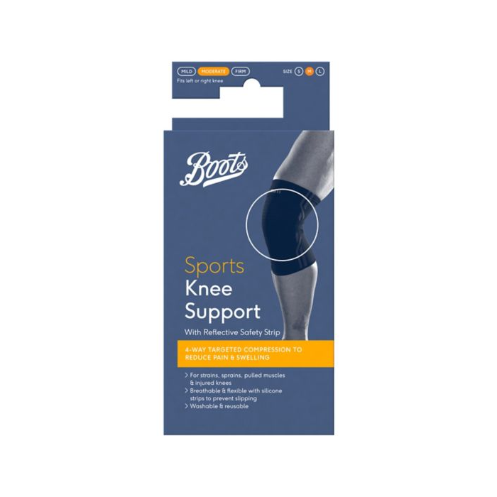 Boots Sports knestøtte med reflekterende sikkerhetsstripe, S
