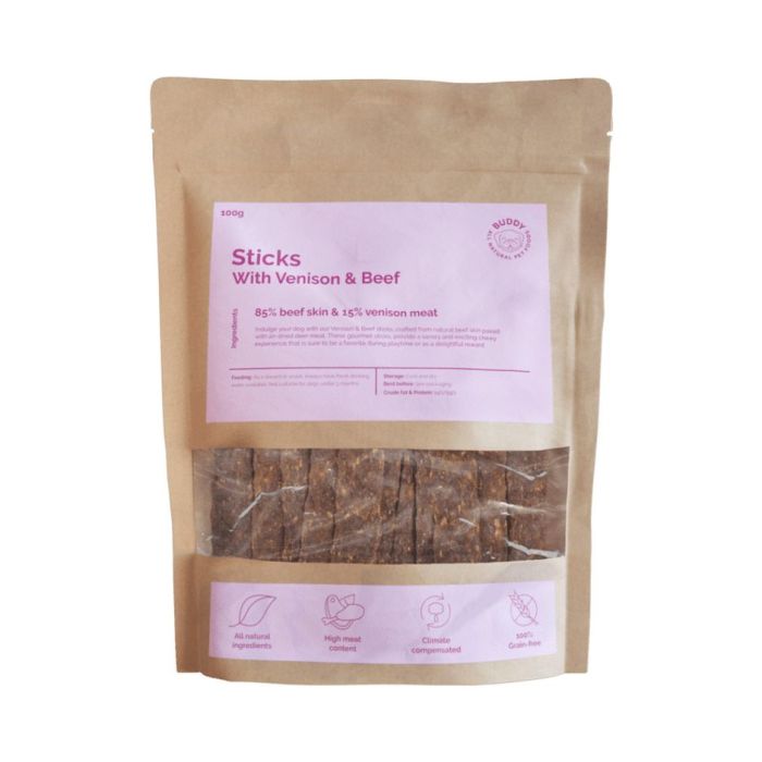 Buddy Venison Dental Chew tyggepinner til hund 100g