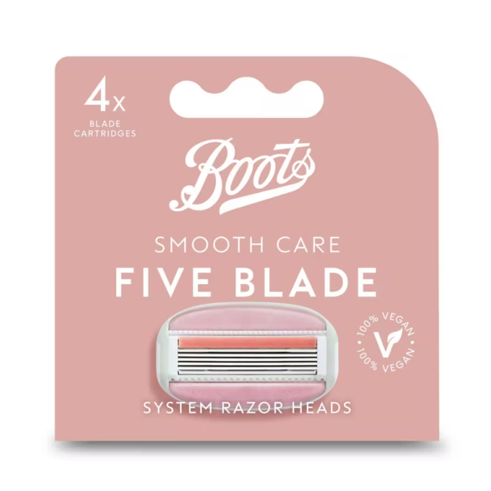 Boots Smooth Care 5 Blade System Razor Refill Cartridges 4pk