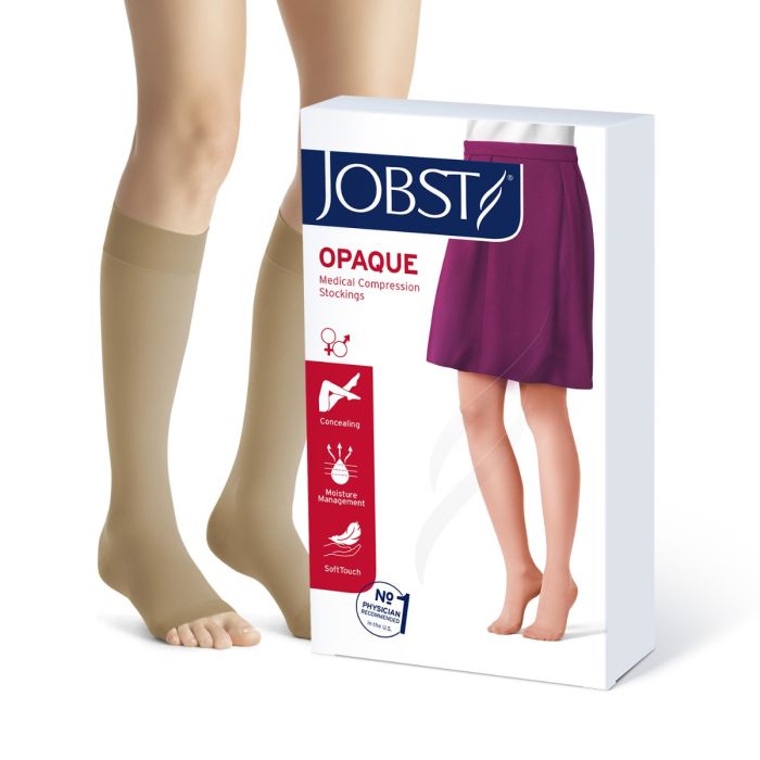 Jobst Opaque K2 Knestrømpe uten tå Natur M 1 par