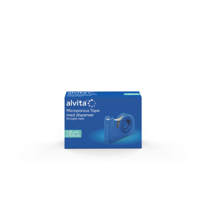 Alvita Microporous Tape med dispenser 1.25cm x 9.14m