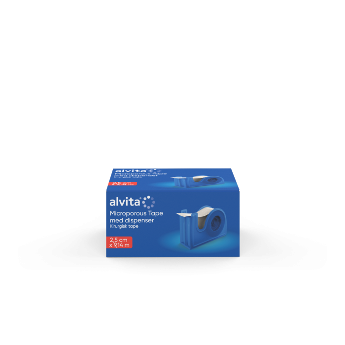 Alvita Microporous Tape med dispenser 2.5cm x 9.14m