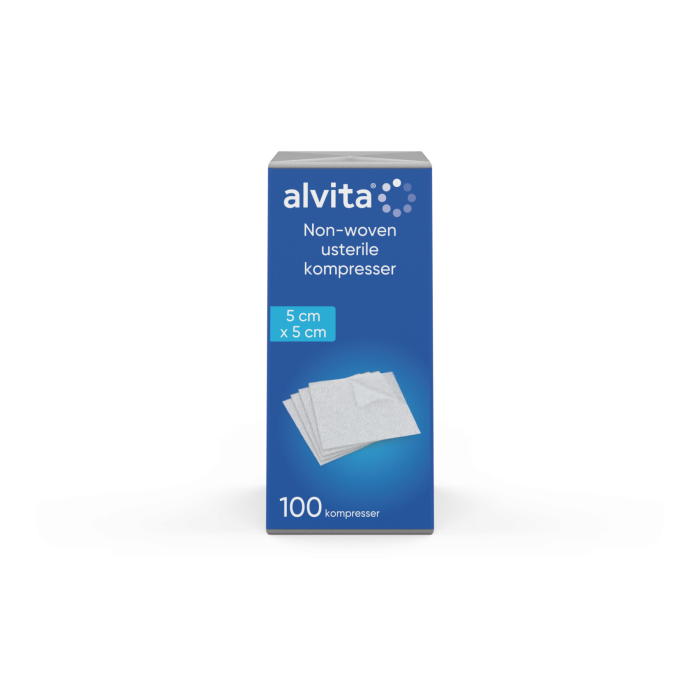 Alvita Non-Woven Usterile Kompresser 5cm x 5cm 100stk